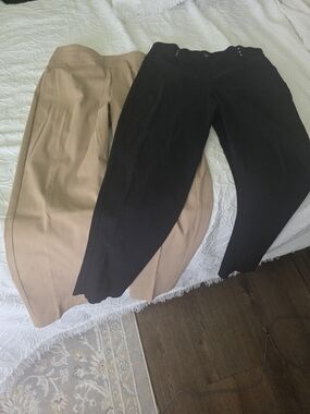 JM Collection Pull-On Trousers in Black and Beige